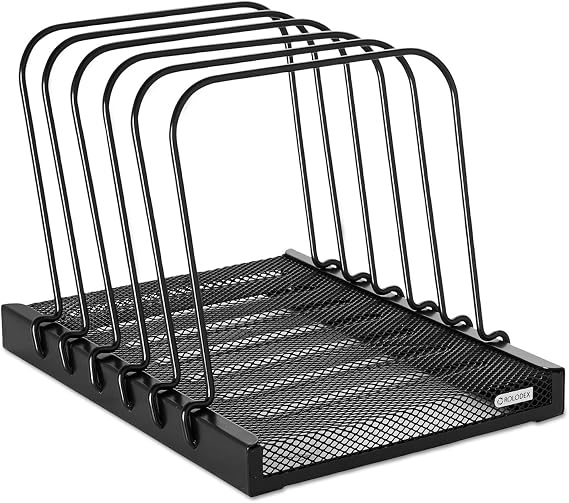 Rolodex 1742323 Mesh Flip File Folder Sorter Five Sections Black 10 1/4 x 7 1/2 x 7 1/2