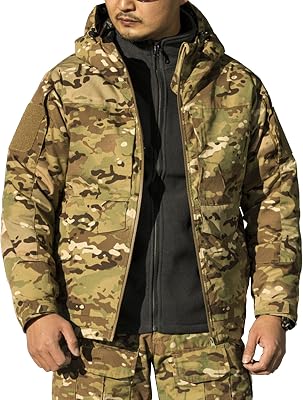 Mens Outdoor Windproof Camo Military Jackets Soft Shell Hooded Tactical Jacket Waterproof Hunting Army Coat
