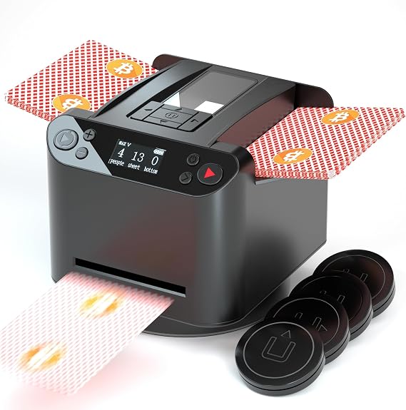Automatic Card Shuffler and Dealer, 2 in 1 360 Rotating Card Shuffling+Dealing Machine, Programmable Playing Card Dispenser, Rechargeable Playing Cards Distribution Machine(+4 Dealer Buttons)