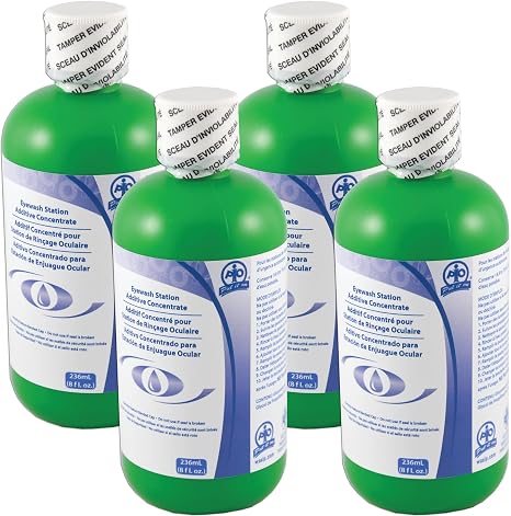 Hughes Eyewash Station Water Treatment Additive Solution, 4-Pack of Bottles | Made in The USA, ADDR4PKUS