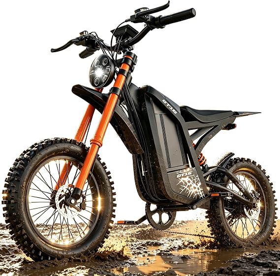 Electric Dirt Bike for Teens Adults,3000W Peak Motor 48V 25AH 35MPH 80 Miles,Electric Motorcycle with NFC,16" Fat Tire Full Hydraulic Brakes Suspensions Off-Road EBike (Black-25Ah)