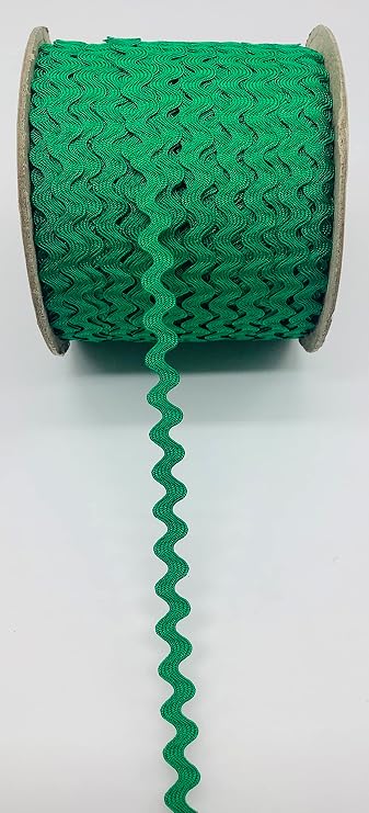 Kelly Green 5/16 (8 mm) RIC Rac Trim 24 Yards Versatile Sewing & Craft Braid Multiple Colors Available Ideal for Clothing, Quilting, Hair Bows, DIY Crafts