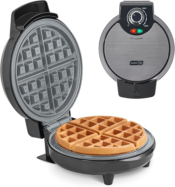 Dash Precision Crisp Belgian Waffle Maker, Electric Waffle Iron with Adjustable Temperature Dial, Ceramic Nonstick, Indicator Lights, Compact Upright Storage, 8-Inch, Stainless Steel