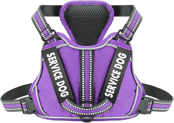 voopet Service Dog Harness, Easy On and Off Over Head Dog Vest Harness Fasten Quickly, Breathable and 3M Reflective Adjustable Pet Halters with Easy Control Handle for Small Medium Large Dogs