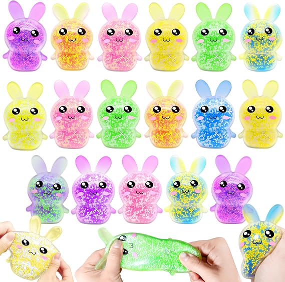 12 Pack 3.5Large Easter Eggs Filled with Bunny Stress Ball Fidget Toy 8 Colors Squeeze Squishy Relief Toy for Kids Boys Girls,Easter Basket Stuffers Easter Egg Hunt Party Favors Gifts Classroom Prize