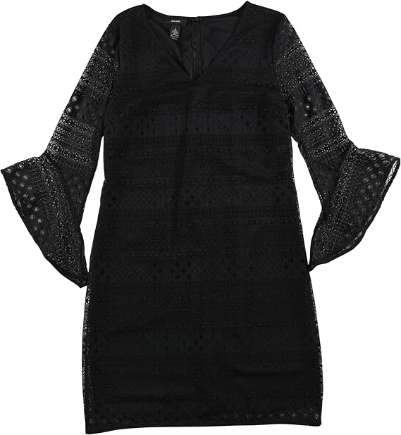 Alfani - Women's V Neck 3/4 Bell Sleeve Mini Dress