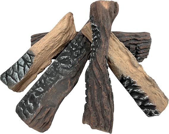 5pcs Gas Fireplace Ceramic Logs, Simulated | Ventilation and decoration, suitable for indoor fireplaces and outdoor fire pits