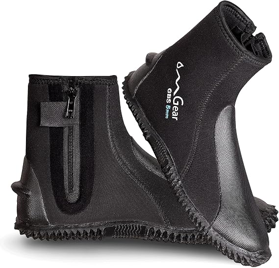 OMGear Neoprene Diving Boots 3mm 5mm Water Boots Dive Fins Booties with Rubber Sole Snorkeling Gear Surfing Scuba