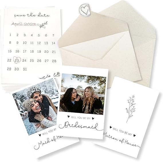 STOFINITY 11 Bridesmaid Proposal Card Set - 8 Will You Be My Bridesmaid Card, 2 Will You Be My Maid Of Honor, 1 Matron Of Honor Invitation, Asking Bridesmaid Proposal Gifts Ideas