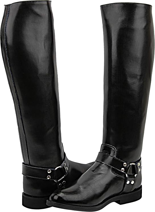 Casper Harness Men's Man Motorcycle Police Leather Fashion Stylish Tall Riding Boots Color Black