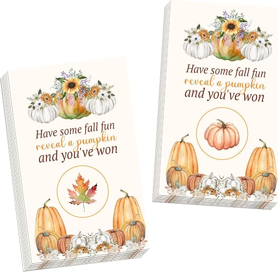 Thanksgiving Scratch Off Cards, Fun Thanksgiving Party Games, Pumpkin Scratch Cards For Prizes, Fall Harvest Party Congrats Raffle Tickets, Fall Lucky Draw Game For Adults, 50 Pack(12)