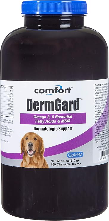 Kala Health Comfort DermGard Skin and Coat Supplement for Dogs, 150 Count