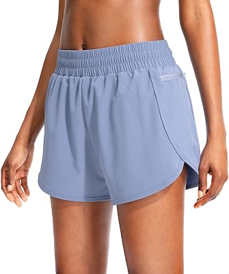 Soothfeel Womens Running Shorts with Zipper Pockets High Waisted Athletic Gym Workout Shorts for Women with Liner