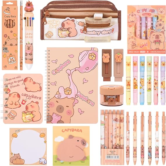 Ulema Capybara Stationery Set,Capybara Birthday Gifts for Boys Girls School Supplies,Capybara Set for Classroom Rewards.