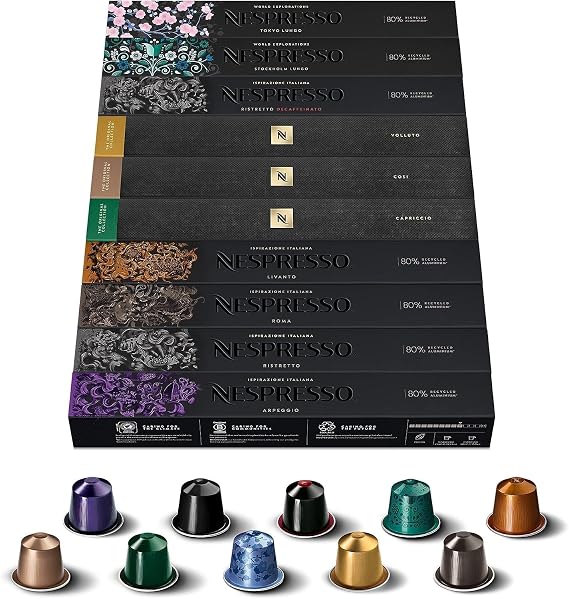 Nespresso kapsül, farklı çeşit, 100 adet, kahve kapsülleri