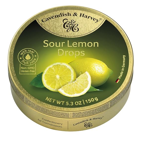 Cavendish & Harvey | Sour Lemon Hard Candy Drops | 5.3 Ounce Tin