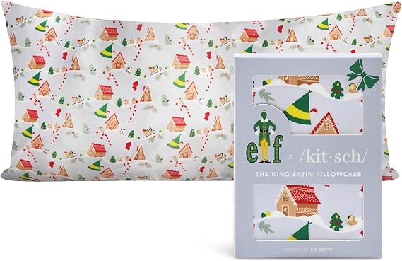 Kitsch x Elf Periwinkle Christmas Satin Pillowcase - King Size 19x36