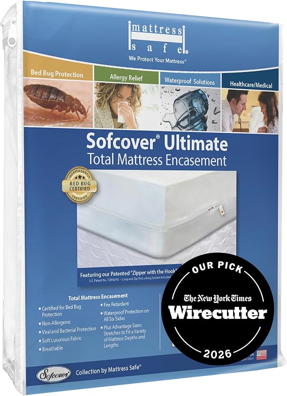 Mattress Safe Sofcover Ultimate Mattress Encasement Twin/Twin XL, Fits 39x75-80 and 9-15"(D) Waterproof, Hypoallergenic, Certified Bed Bug Protection, Breathable, Protective Barrier from Stains