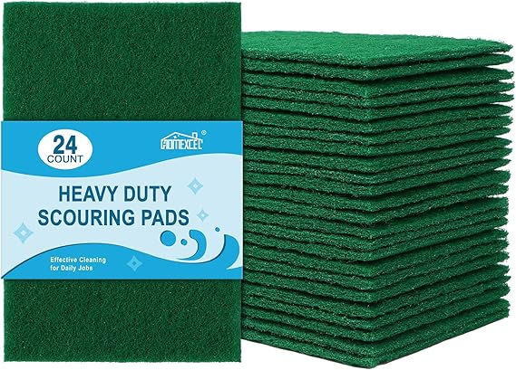 HOMEXCEL Heavy Duty Scouring Pads, 24 Pack Green Scrub Pads for Cleaning