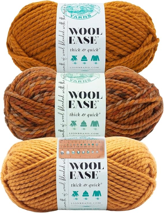Lion Brand Yarn - Wool-Ease Thick & Quick - 3 Skein Assortment (Autumn)