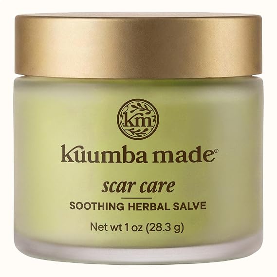 Kuumba Made Scar Care Salve, Herbal Balm with Comfrey & Calendula, 1 Oz | Plant-Based Balm Softens & Conditions the Look of Skin on Scars, Dark Spots or Discoloration with Helichrysum & Lavender