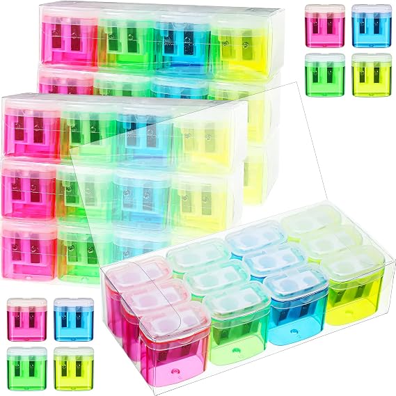Chinco 96 Pcs Pencil Sharpeners for Kid Manual Double Hole Pencil Sharpener