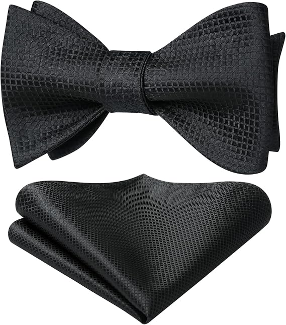 Bow Ties for Men Check Plaid Self Tie Bow Tie and Pocket Square Bowtie Formal Tuxedo Wedding Bowties Handkerchief Set