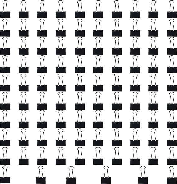 Clipco Binder Clips Medium 1.25-Inch Black 96-Pack