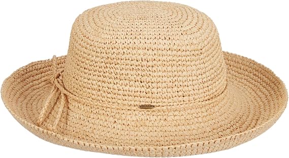 Scala Women's Crocheted Packable Raffia Hat