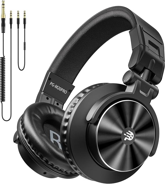 Wired DJ Over Ear Headphones: Studio Stereo Monitor Headphones