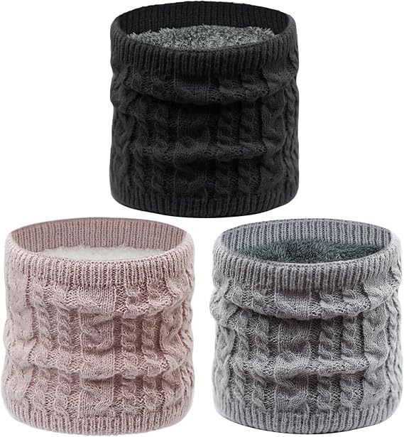 3pcs Winter Neck Warmer Men Women Ski,Fleece Neck Gaiter Face Mask Scarf Thick Windproof Scarves