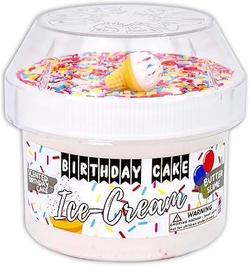 Birthday Cake Ice Cream - Butter Textured Slime - Handmade in USA - Dope Slimes - Scented - White