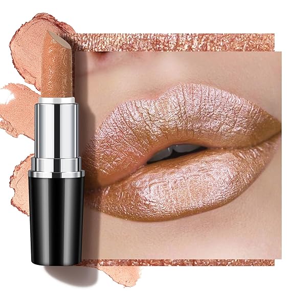 Anglicolor Metallic Gold Lipstick,High Impact Lipcolor Moisturising Creamy Formula Smooth and Non-Sticky,Shimmer Frosted Lipstick For Women,Girls,Full-Coverage Lip Color (10 SAHARA GOLD, 4g)