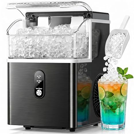 Crzoe Nugget Ice Maker Countertop, 35lbs/Day, Portable Pebble Ice Machine