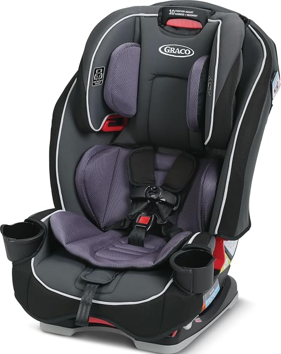 Graco SlimFit 3-in-1 Convertible Car Seat Space Saving Design Forward & Rear-Facing Highback Booster Option Purple