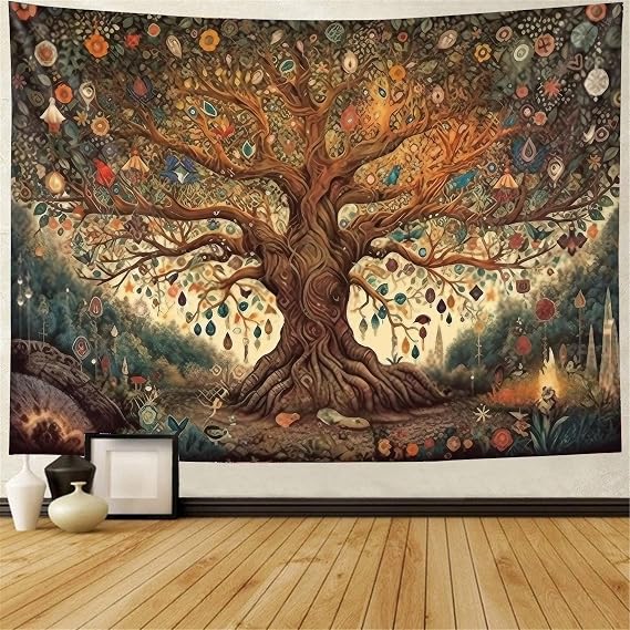 MiniInTheBox Tree of Life Wall Hanging Tapestry Decor Large Tapestrys Mural Aesthetic Sun and Moon Backdrop Blanket Colorful Tree Spiritual Wall Decor Ceiling Living Room Dorm Party