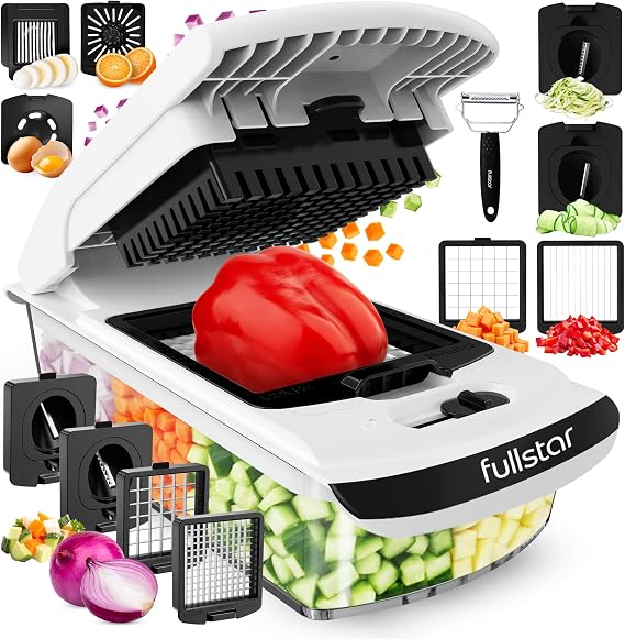 Fullstar The Original Pro Chopper - Vegetable Chopper and Spiralizer, Food Chopper with Container, Fruit Slicer, Kitchen Gadgets & Gifts, Home Essentials (6 in 1, Stainless Steel)
