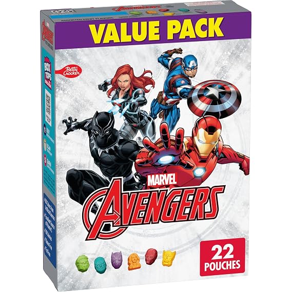 Marvel Avengers Fruit Flavored Snacks, Treat Pouches, Gluten Free Snack, Value Pack, 22 Ct, 17.6 oz
