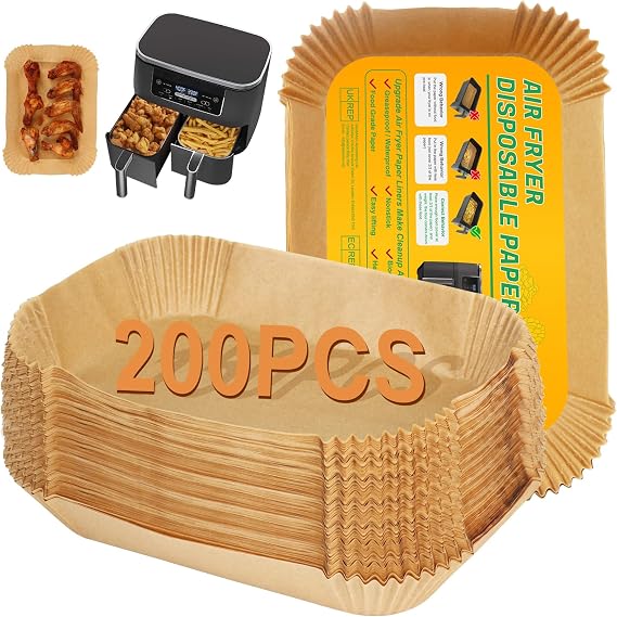 BYKITCHEN 200PCS Disposable Air Fryer Liners for Ninja Dual/Bella Airfryer