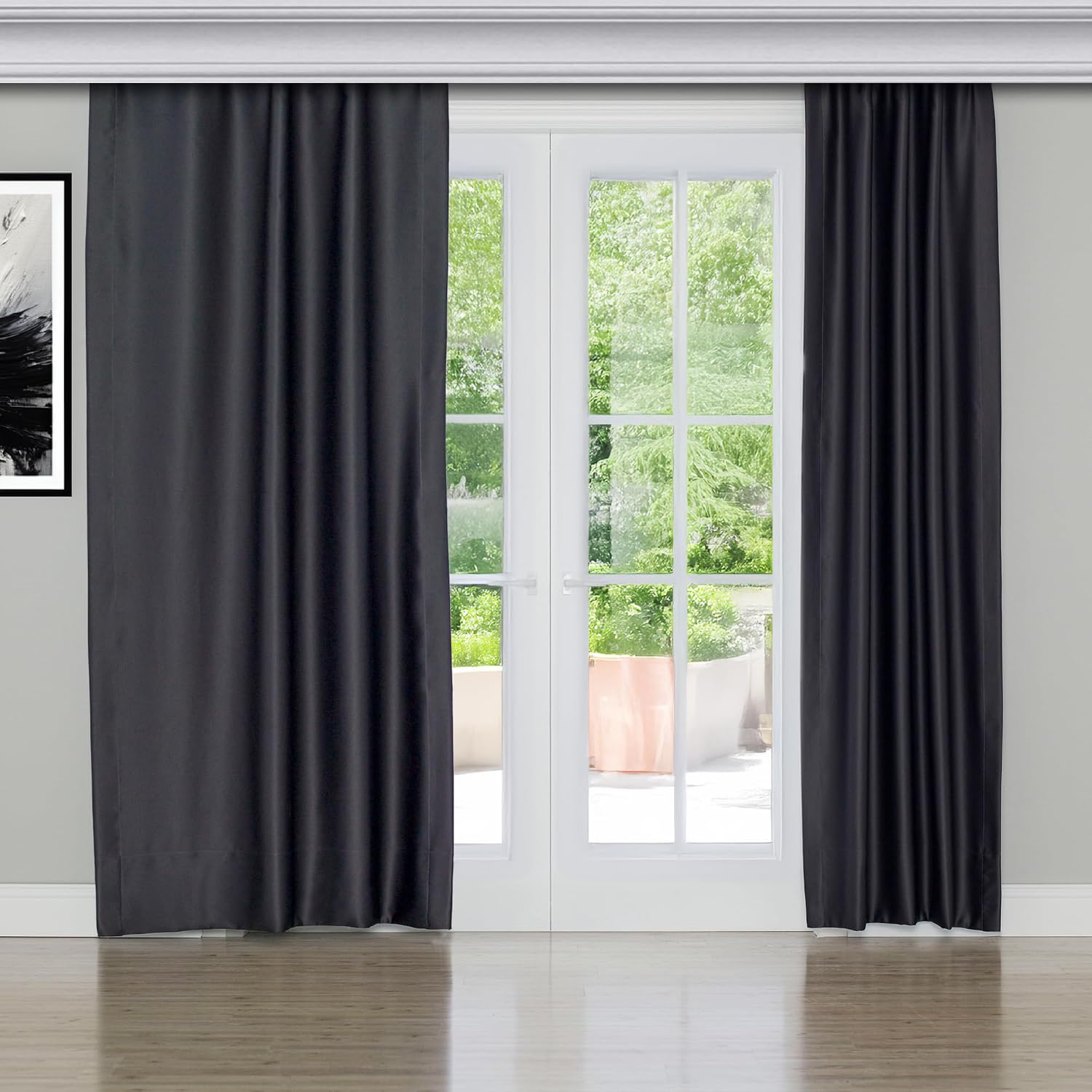 Gauze Fabric Design Blackout Background Curtain with Anthracite Dimming Feature 150 x 260