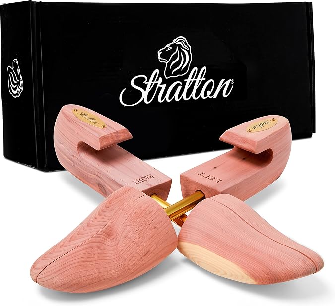 Stratton Mens Adjustable Split Toe Cedar Shoe Tree | 2-pack | Grown In Usa | Great Gift For Men