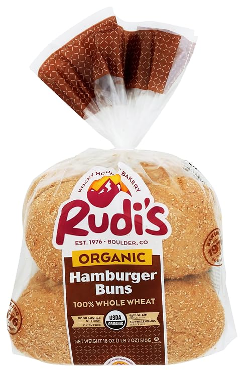 Rudi's Organic Wheat Hamburger Buns, 8 Count (Frozen)