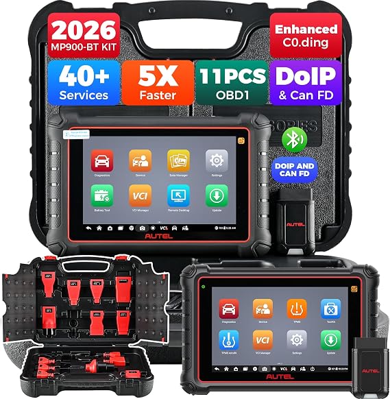 Autel MaxiPRO MP900-BT KIT Scanner: 2026 Same as MS906 Pro MS906 MAX MK908 w/OE C0ding, 3000+ Test, 40+ Service, 150+ Makes, Up of MP900-BT MP900BT w/ 200 Bucks 11 PCS OBD Cables, CAN FD & FCA SGW