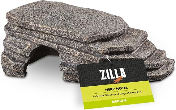 Zilla Herp Hotel, Naturalistic Hide and Basking-Platform for Leopard Geckos, Bearded Dragons, Anoles, Medium
