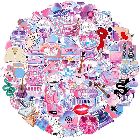 105Pcs Popular Music Stickers Fashion Singer Vinyl Stickers Decal Gifts for Lovers Party Favors Decorations Music Stickers for Kids Water Bottles Laptop Skateboard Guitars Phone