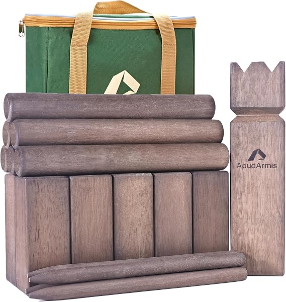 ApudArmis Kubb Yard Game Set, Viking Chess Outdoor Clash Toss Yard Game with Carrying Case - Rubber Wooden Backyard Lawn Games Set for Teenagers Adults Family