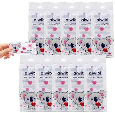 AIWIBI Travel Baby Wipes, Mini Wet Wipes Travel Size, 640 Count packs of 80, Portable Small Pack Baby Wipes, Over 99% Purified Water, Hypoallergenic for Sensitive Skin, Alcohol-Free