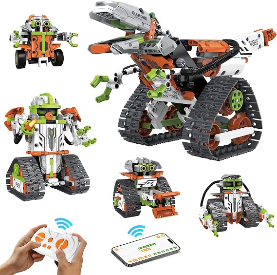 aukfa STEM Robot Toys Building Kits, Building Toys for Boys Age 8-12, App & Remote Control Blocks Engineering Science Learning Educational Coding DIY Stem Projects Robot Gifts for Boys & Girls(Orange)