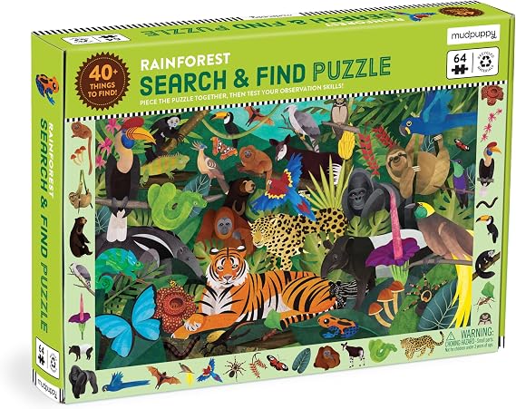 Mudpuppy - Rainforest 64 Piece Search & Find Puzzle for Kids