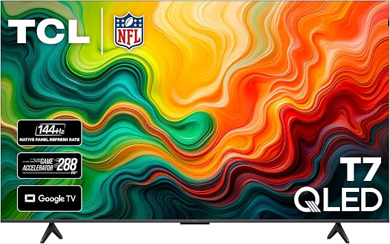 TCL 65" T7 4K QLED Google TV with 144Hz Gaming (65T7) | Smooth Motion for Sports & Gaming